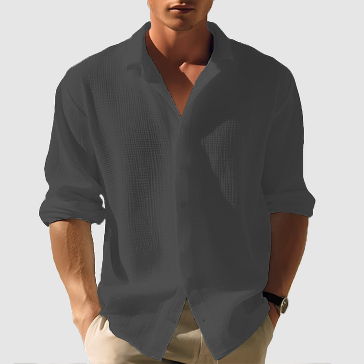 Camisa de Hombre de Cuello Abotonado – Corte Relajado para la Comodidad de Verano