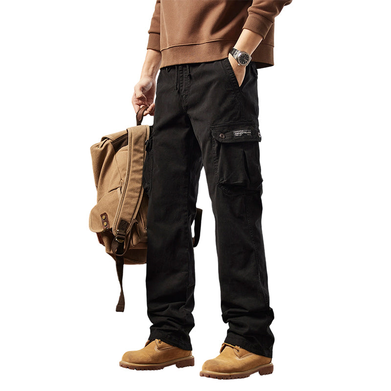 Pantalón cargo retro con múltiples bolsillos para hombre