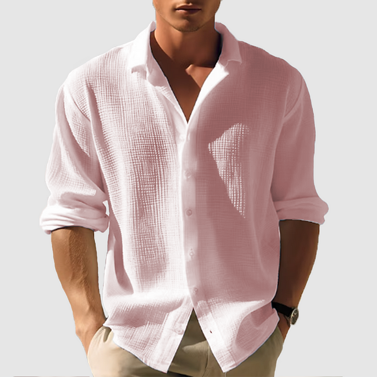 Camisa de Hombre de Cuello Abotonado – Corte Relajado para la Comodidad de Verano