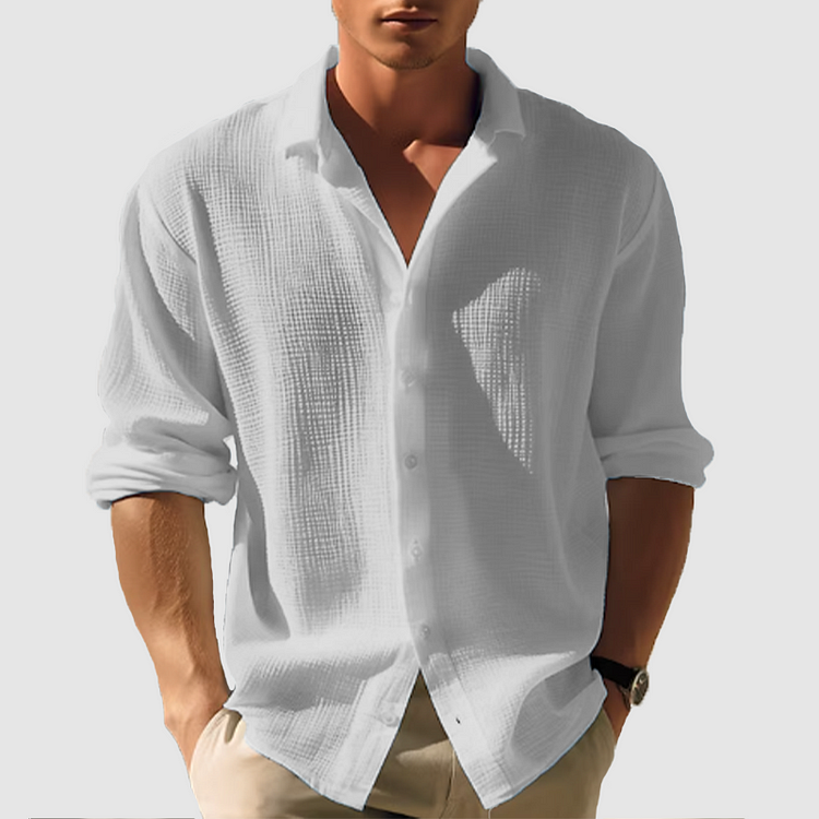 Camisa de Hombre de Cuello Abotonado – Corte Relajado para la Comodidad de Verano