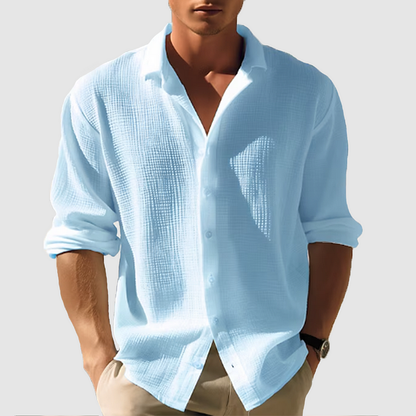 Camisa de Hombre de Cuello Abotonado – Corte Relajado para la Comodidad de Verano