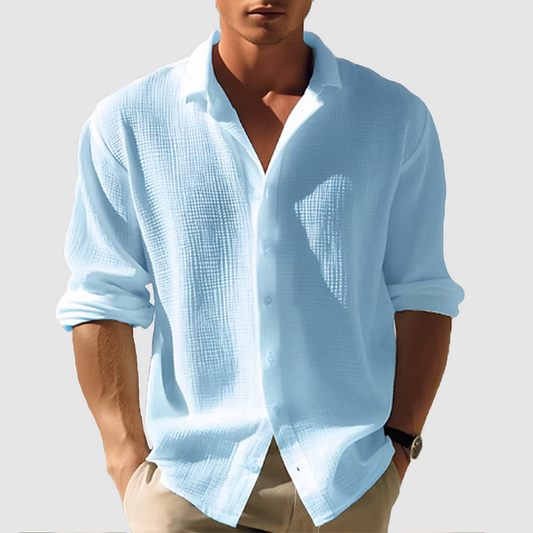Camisa de Hombre de Cuello Abotonado – Corte Relajado para la Comodidad de Verano