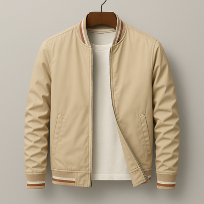 Chaqueta Bomber de Hombre con Cremallera y Cuello de Canalé y Bolsillos Frontales