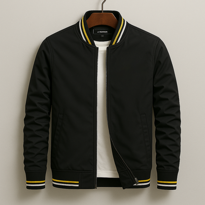 Chaqueta Bomber de Hombre con Cremallera y Cuello de Canalé y Bolsillos Frontales