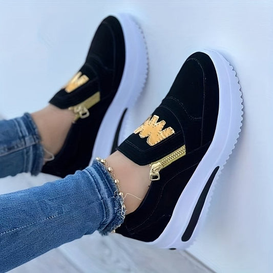 Zapatos slip-on para mujer – cómodos zapatos casuales y deportivos con cremallera.👟🌞
