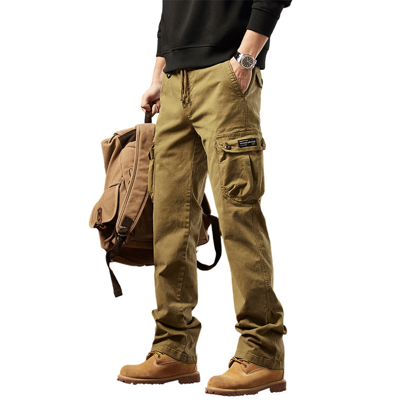 Pantalón cargo retro con múltiples bolsillos para hombre