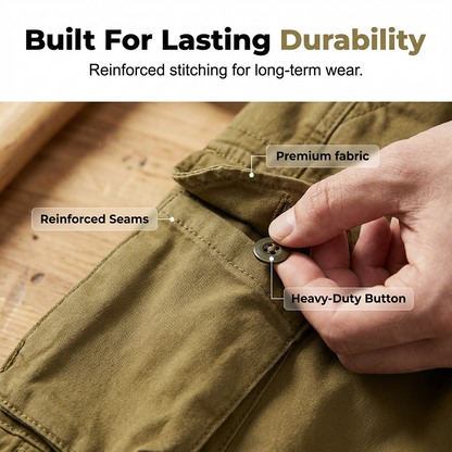 Pantalón cargo retro con múltiples bolsillos para hombre
