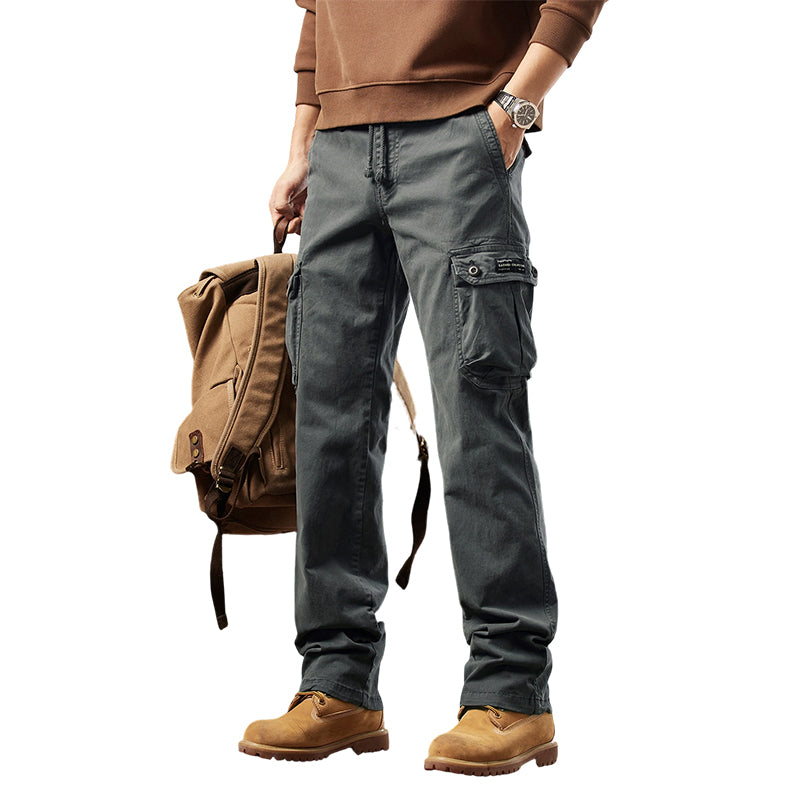 Pantalón cargo retro con múltiples bolsillos para hombre