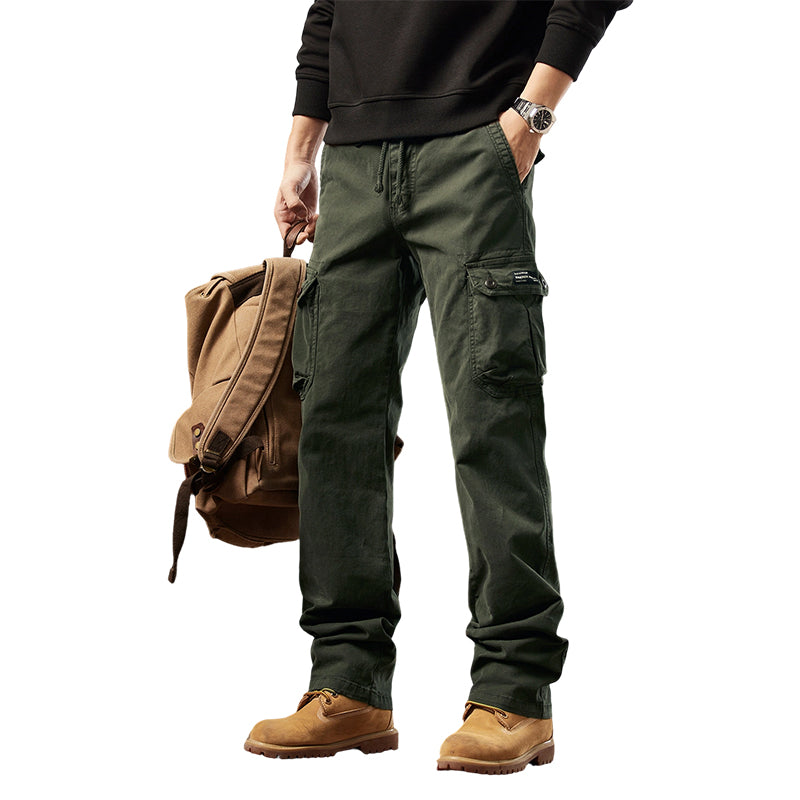 Pantalón cargo retro con múltiples bolsillos para hombre