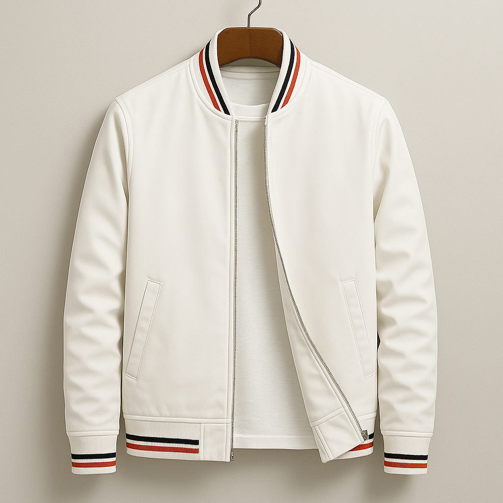 Chaqueta Bomber de Hombre con Cremallera y Cuello de Canalé y Bolsillos Frontales